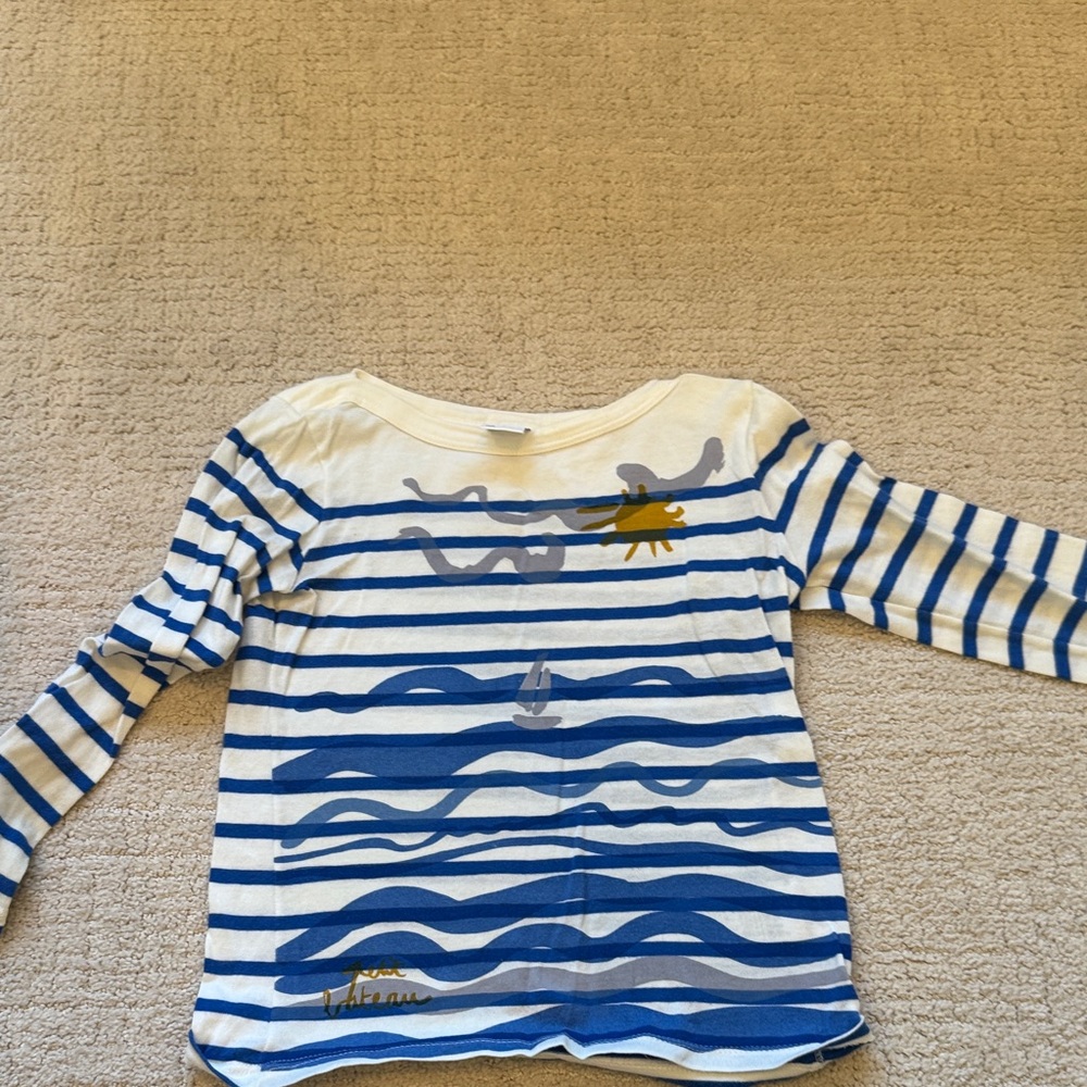 Petit Bateau Nautical Blue and White Long Sleeve Tee